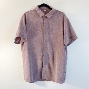 Men's Short Sleeve Button Down Shirt‎ - Brown